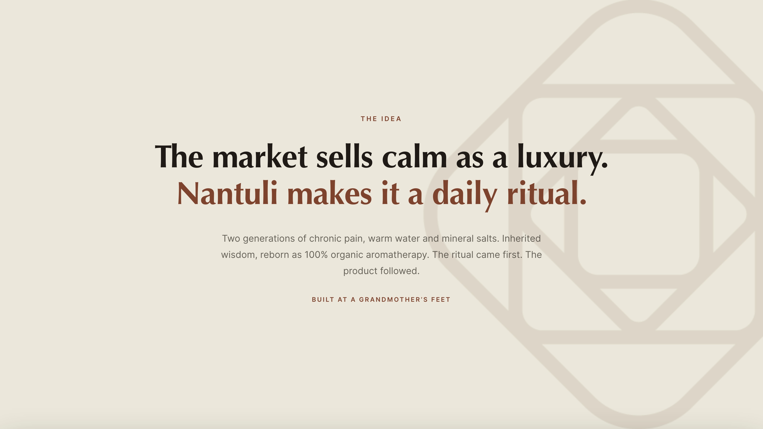 The idea, calm as a daily ritual