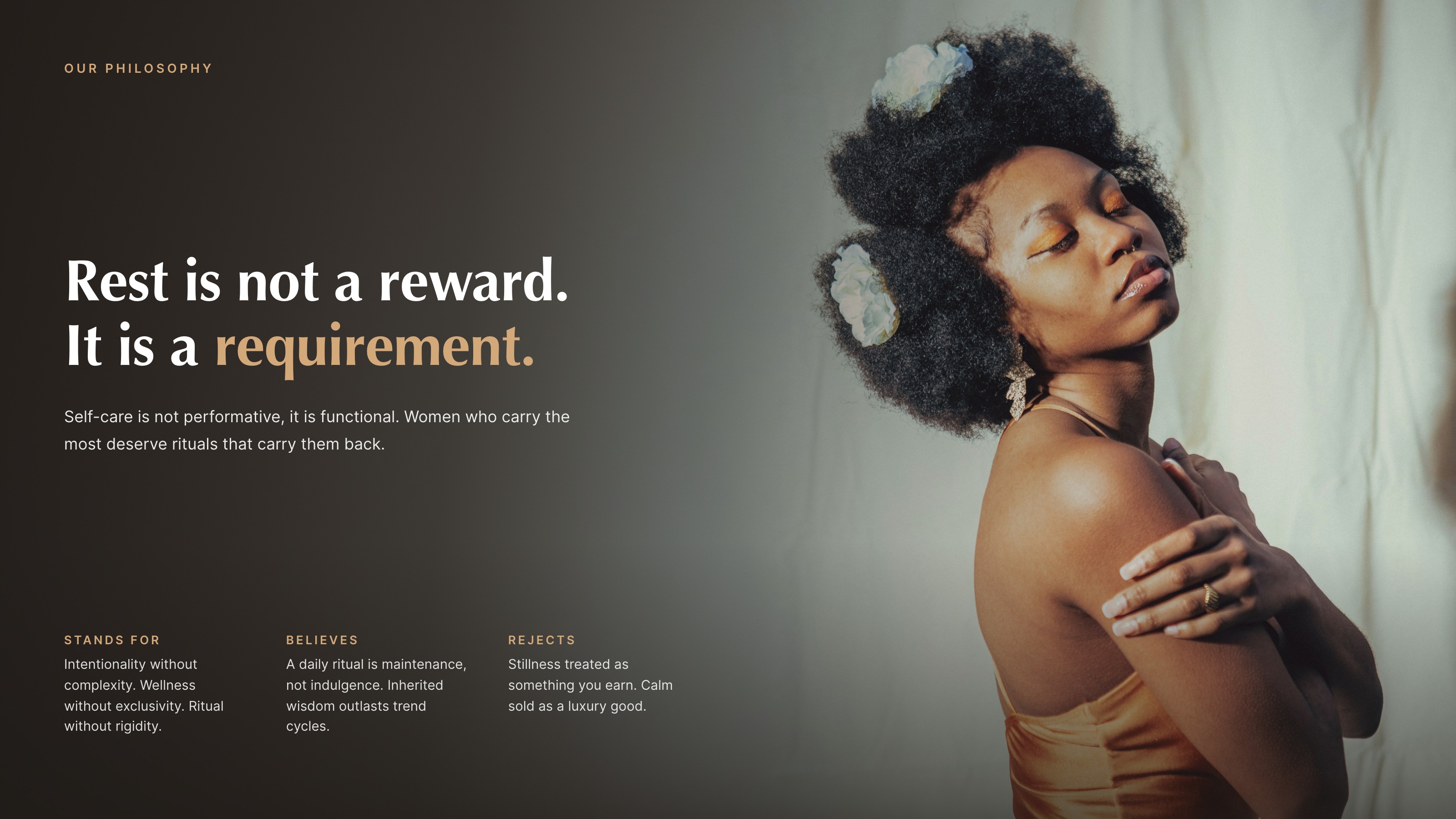 Brand philosophy, rest as a requirement